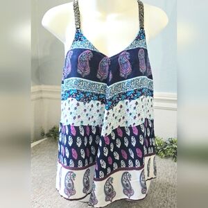 Japna Multi Print Top | boho style | beaded straps | size XS